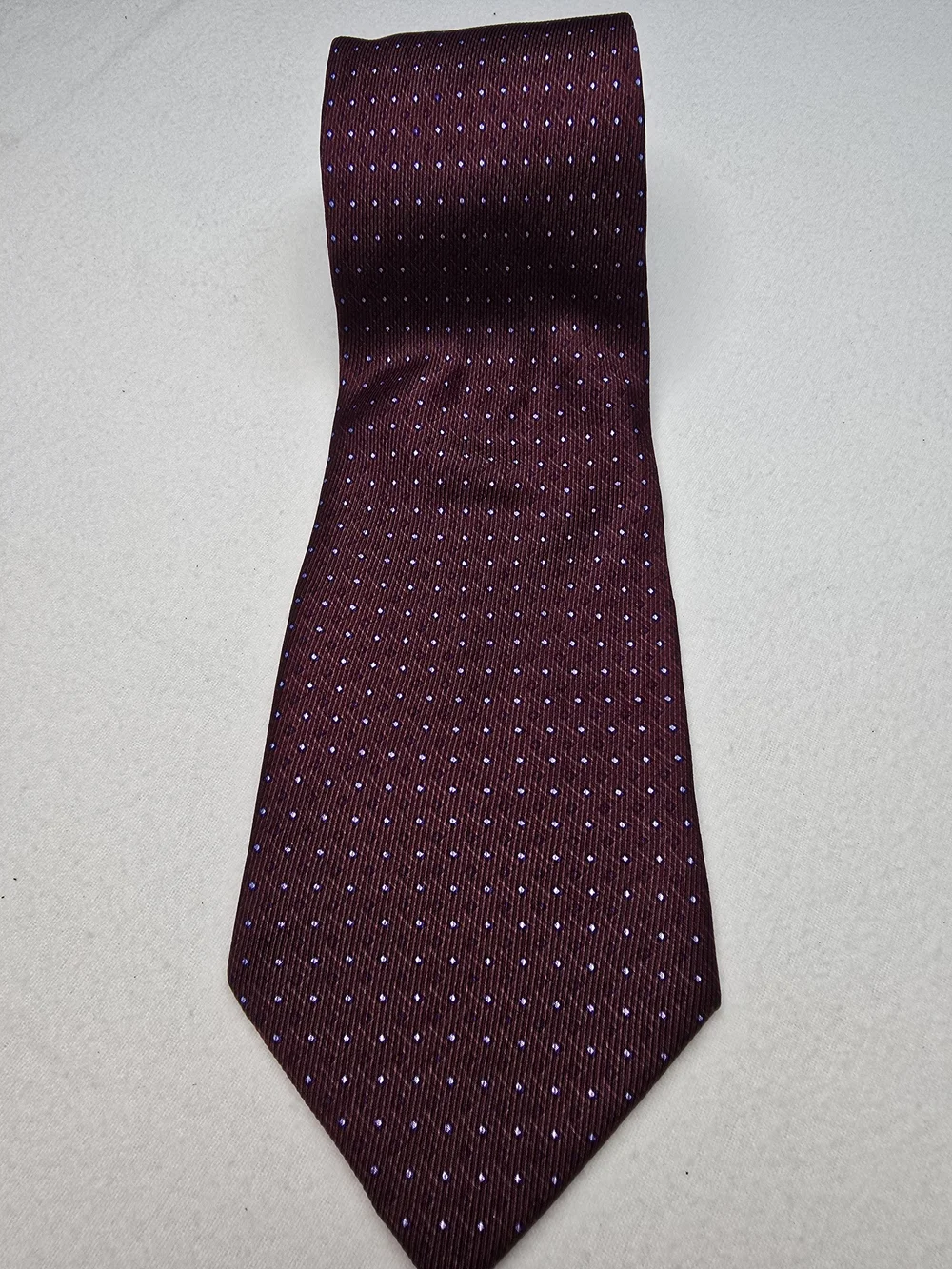 Nautica 100% Silk Men's Neck Tie Burgundy Blue Micro Dot Classic Business